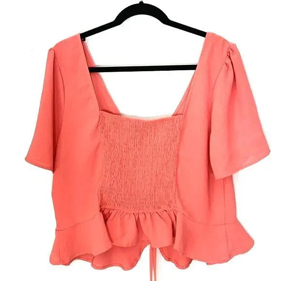 Forever 21 Peplum Cropped Blouse Rose Size 3X - Picture 5 of 8